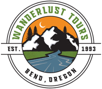 A logo for wanderlust tours bend oregon