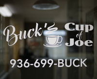 Bucks Cup of Joe Logo with phone number