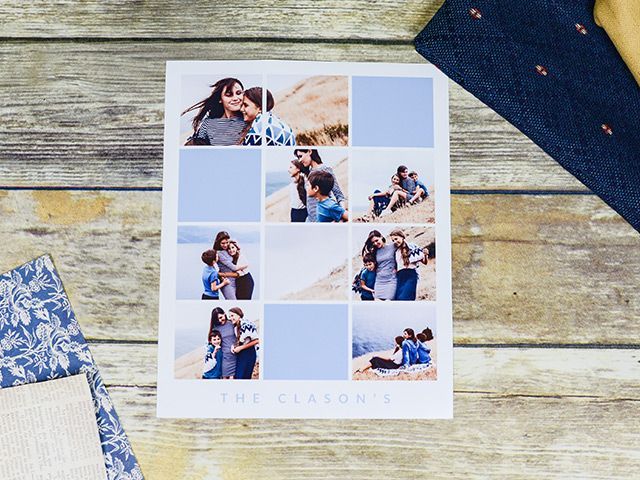 A collage of pictures on a wooden table that says the seasons