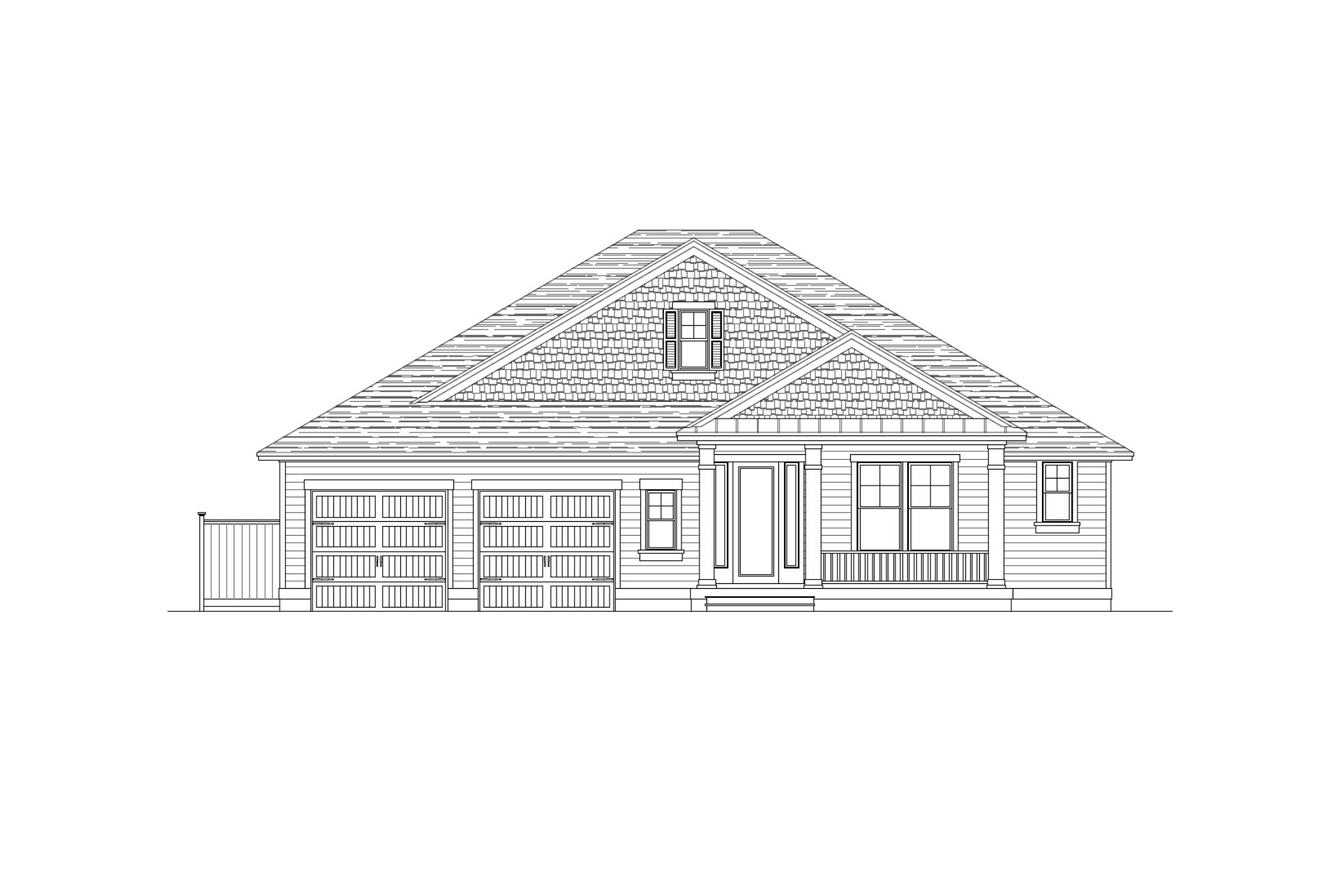 A black and white drawing of a house with a roof.