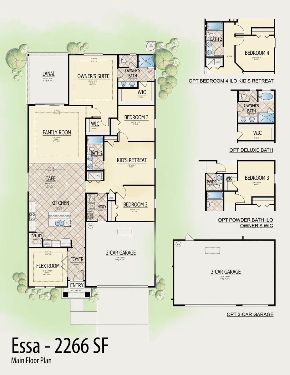 A floor plan of a house called essa - 2266 sf