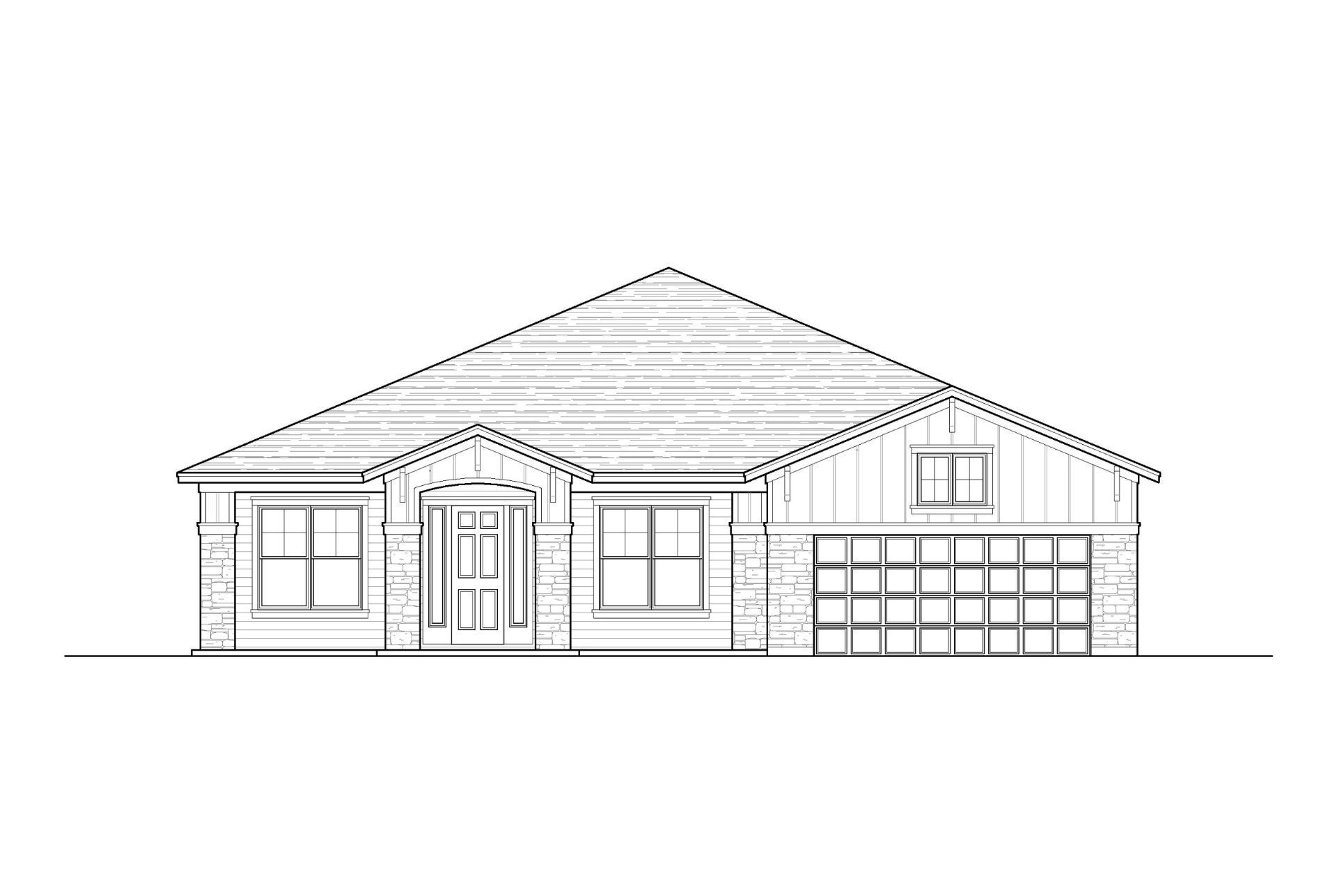 A black and white drawing of a house with a shingle roof.