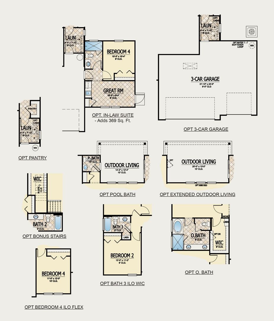A floor plan of a house with many different rooms