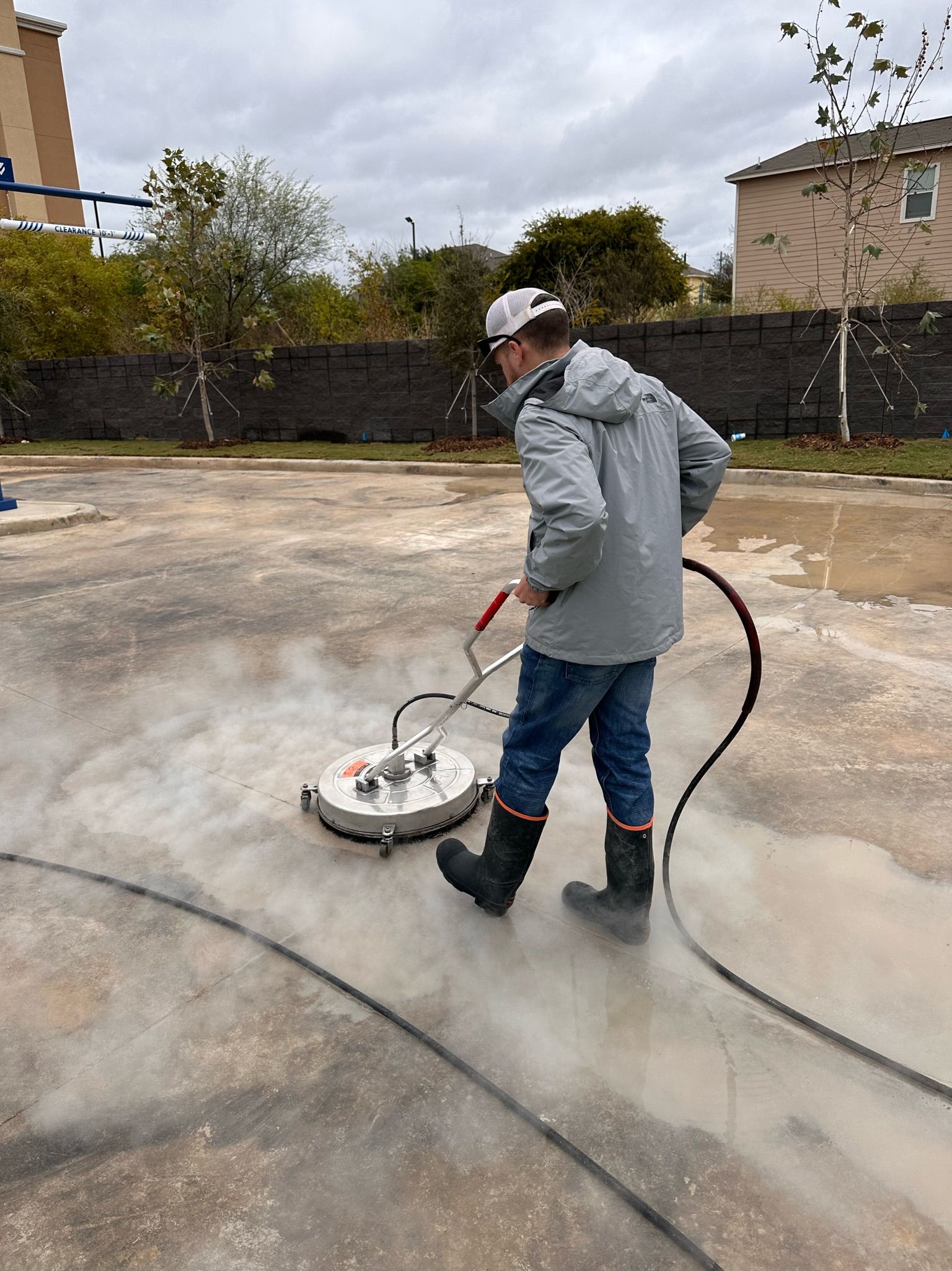 Concrete pressure washing