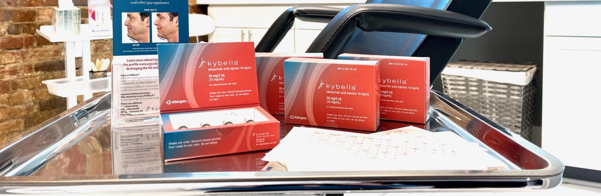 Several boxes of Kybella at Lush Aesthetics Med Spa located in Georgetown, KY
