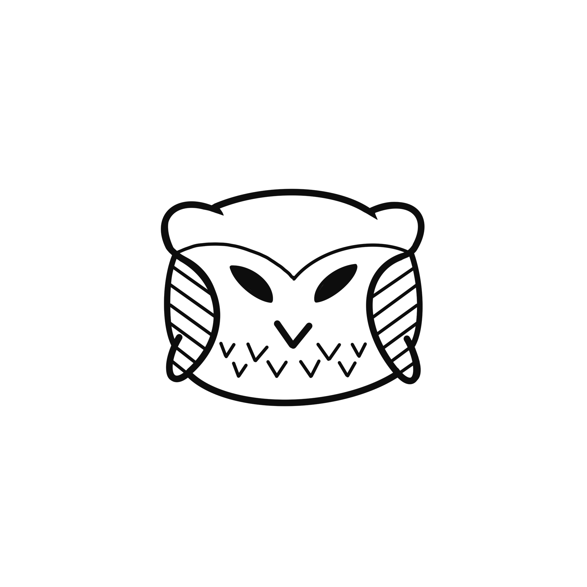 Cartoon owl with large eyes and a patterned chest.