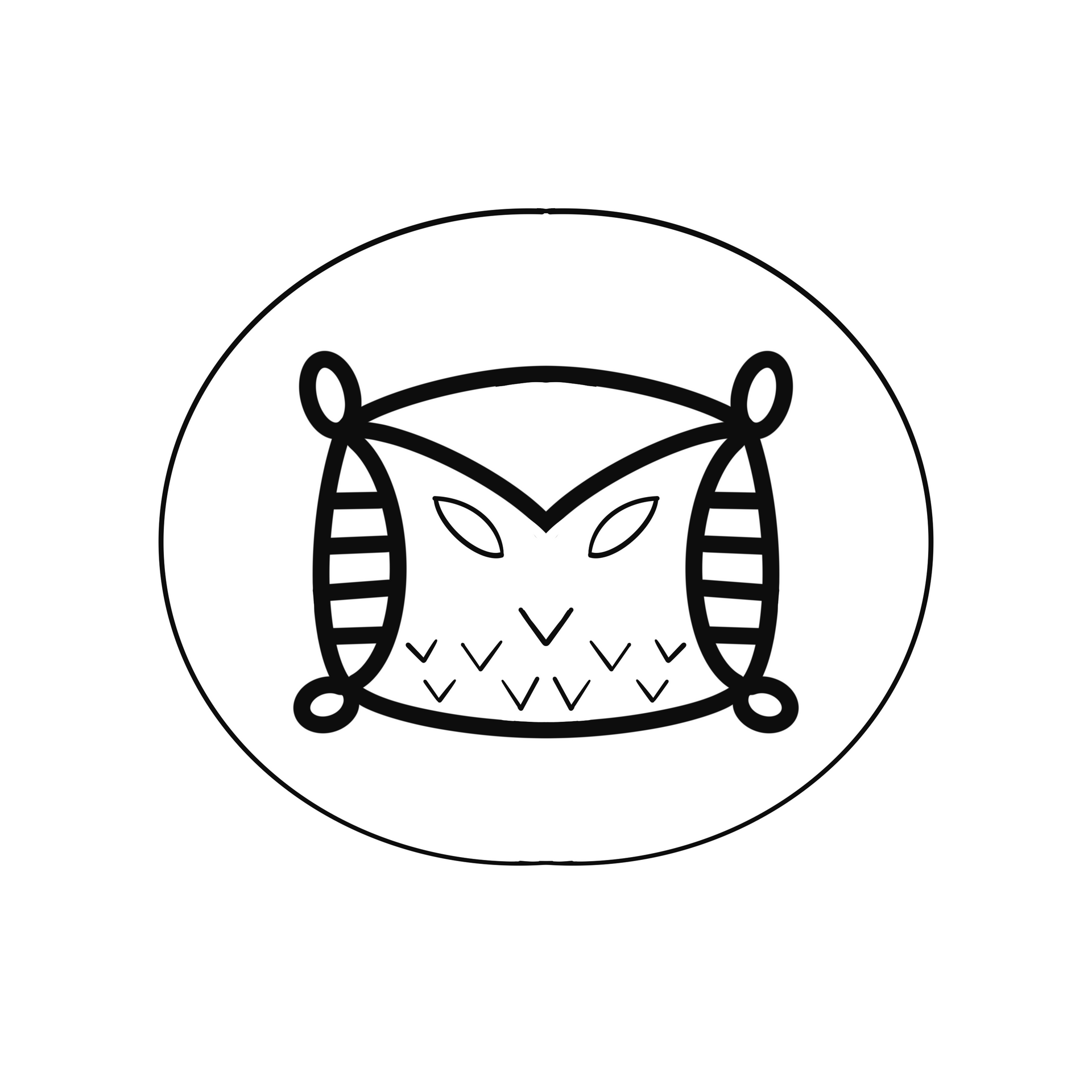 Black and white owl icon inside a circle.