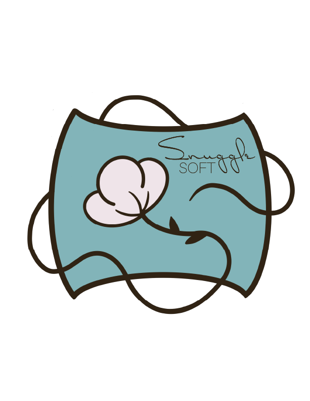 Teal square with a stylized flower and