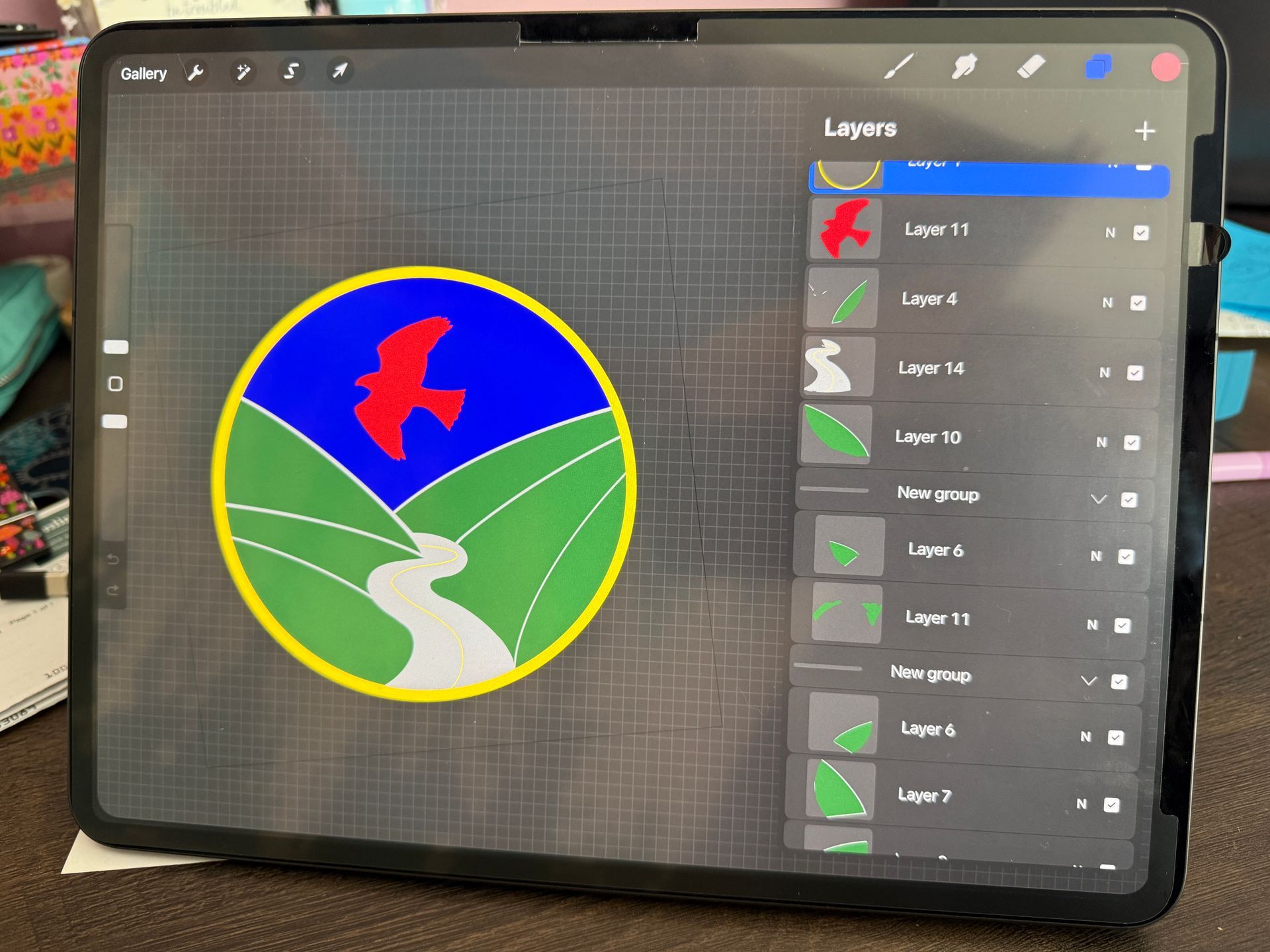 IPad displaying the digital illustration of the CAP logo
