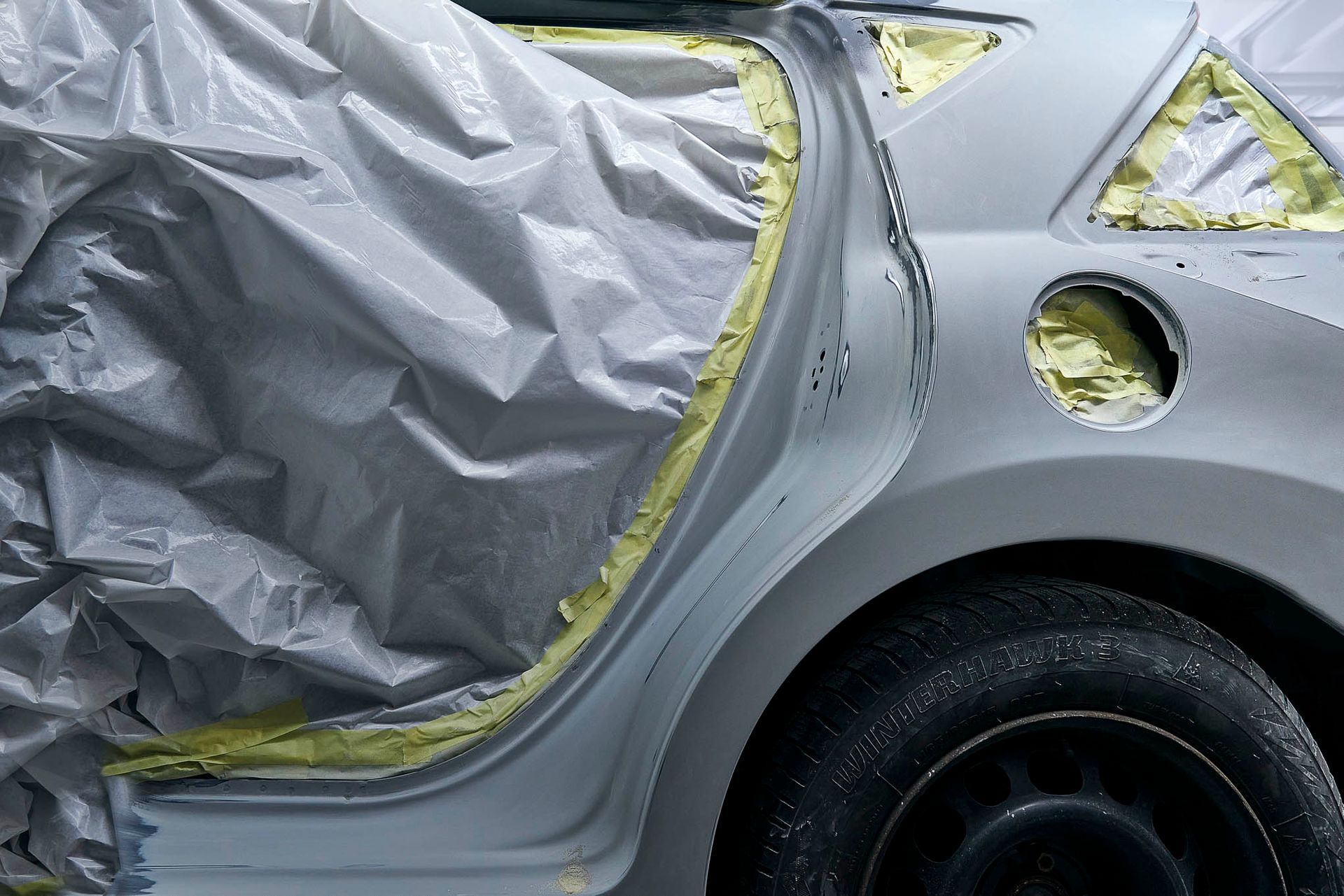 carrozzeria riparazione autovettura grigio, scotch