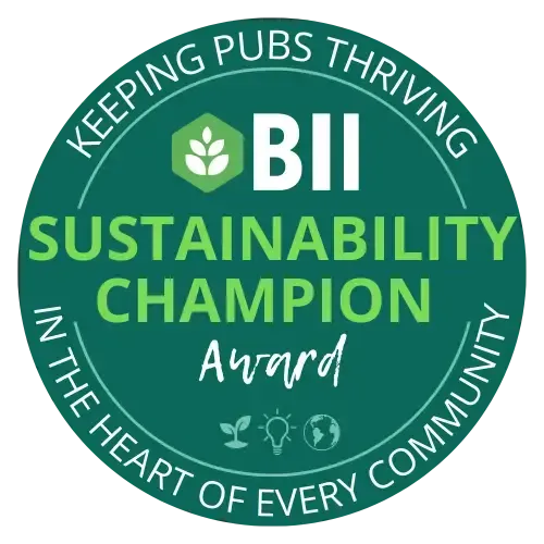 The Queens Head, Dorking | BII Sustainability Champion Award badge,