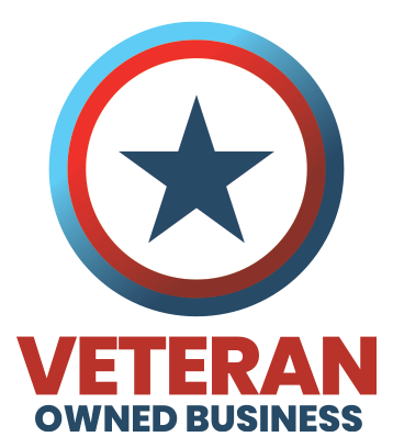 A veteran owned business logo with a star in the center