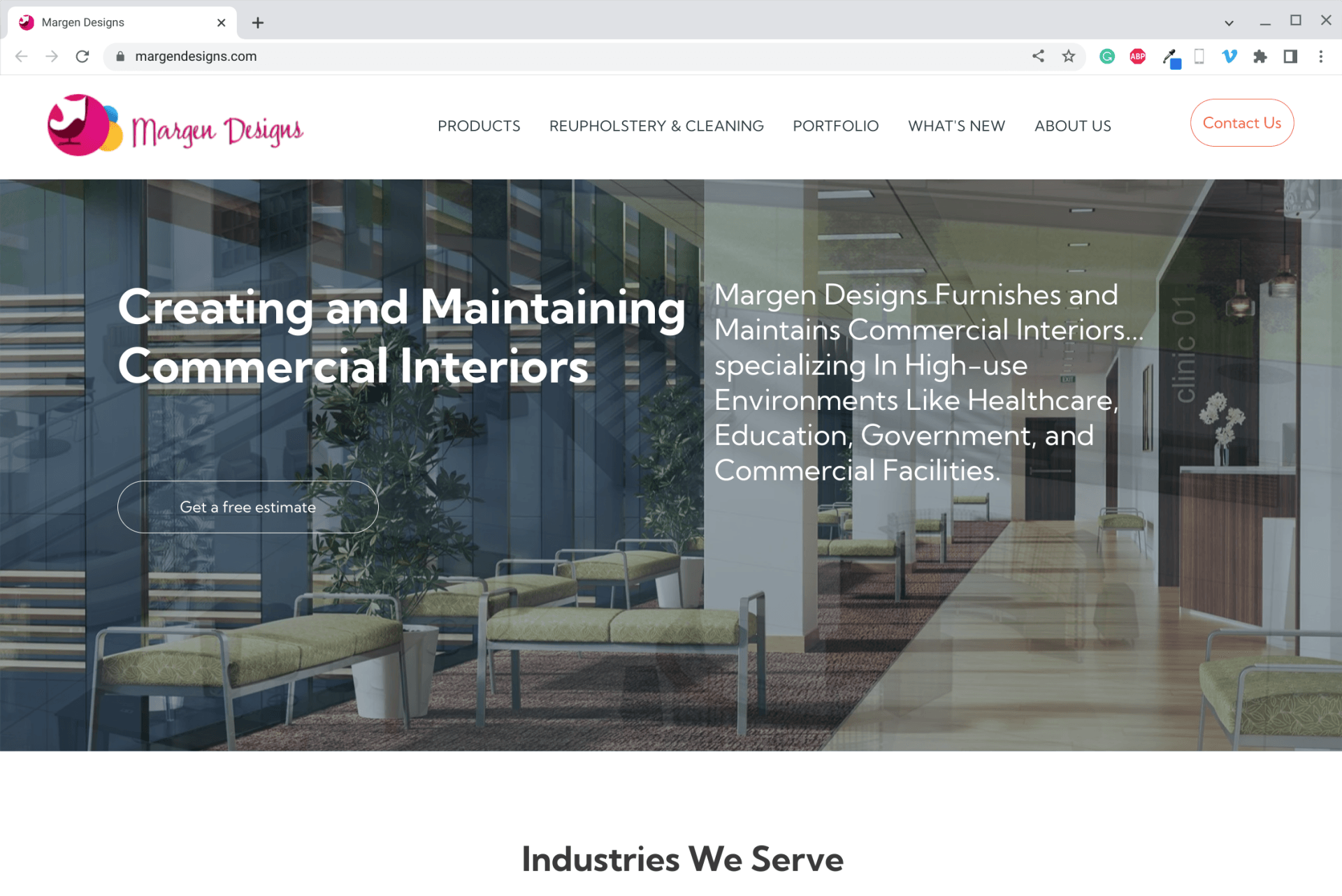 home page design for Margen Designs