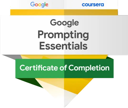 Google Prompting Essentials certificate of completion
