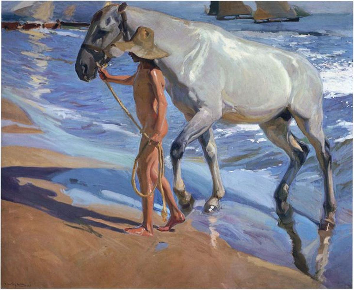 Joaquín Sorolla, Baden des Pferdes, 1909