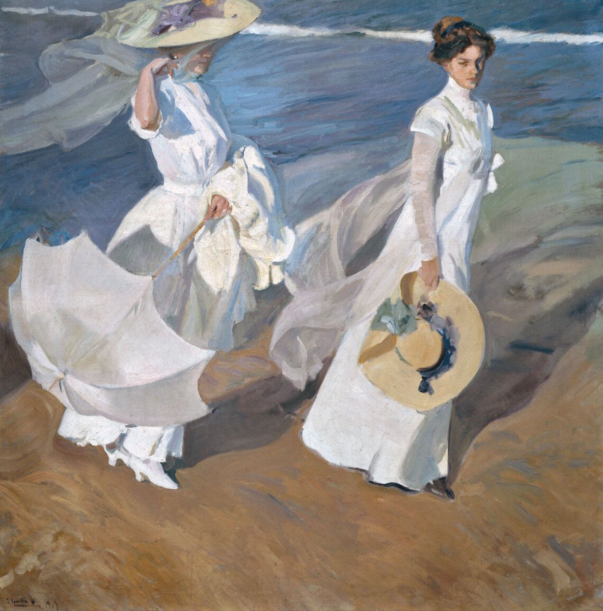 Joaquín Sorolla, Strandspaziergang, 1909