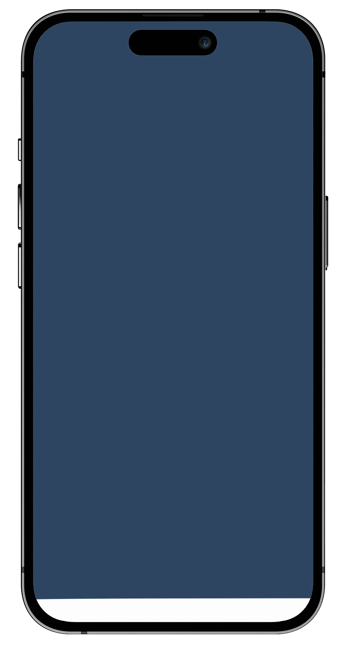 A smartphone with a dark screen and a notch display centered at the top.
