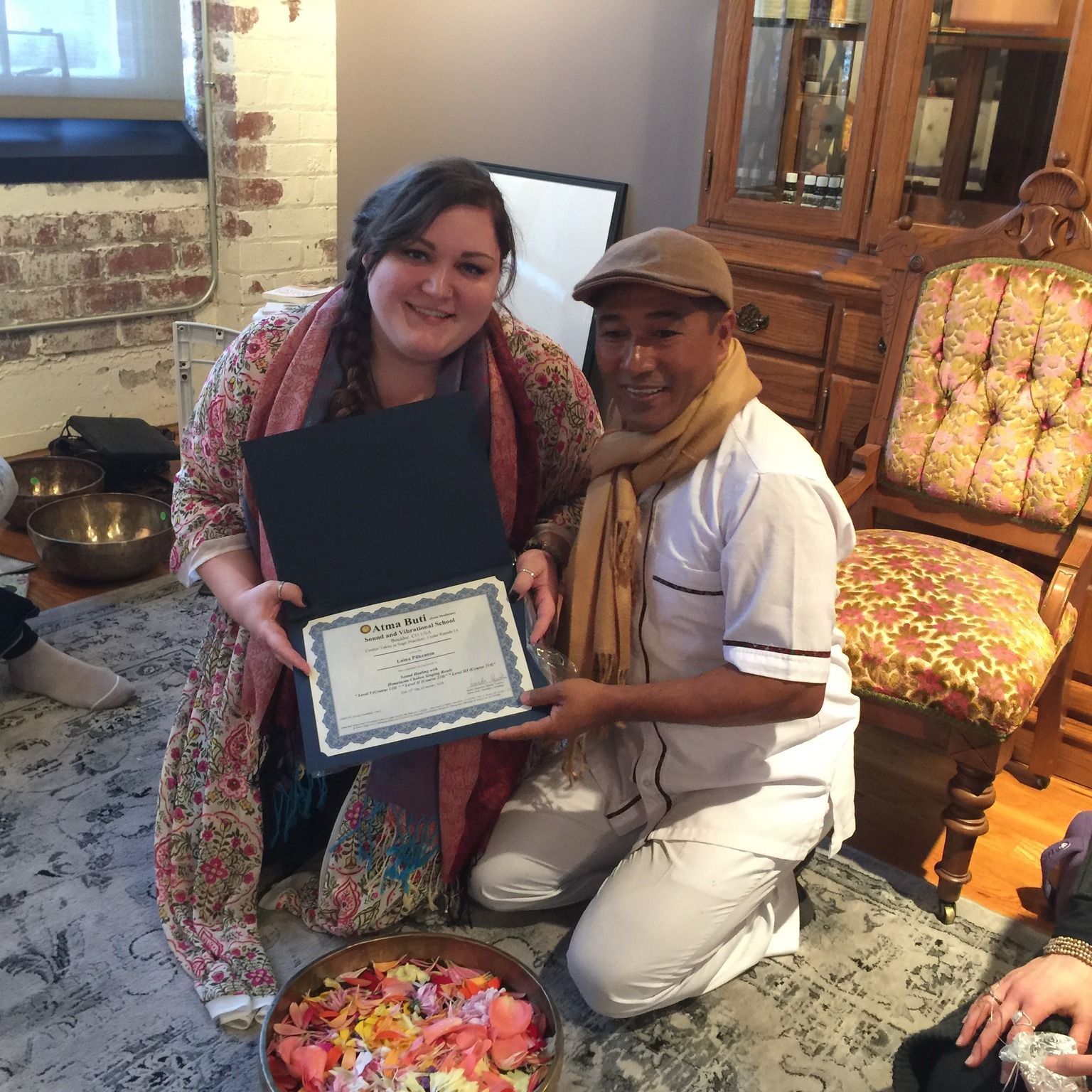 Laina leading a sound healing session