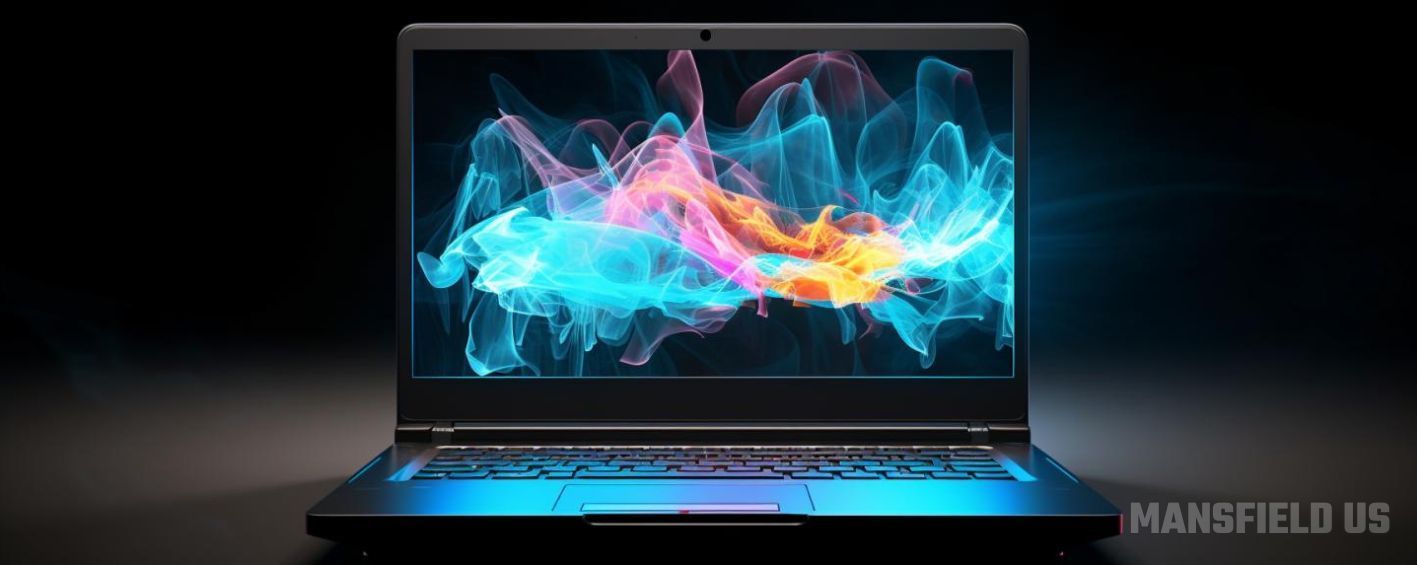 a mansfield us laptop with smoke coming out of the screen