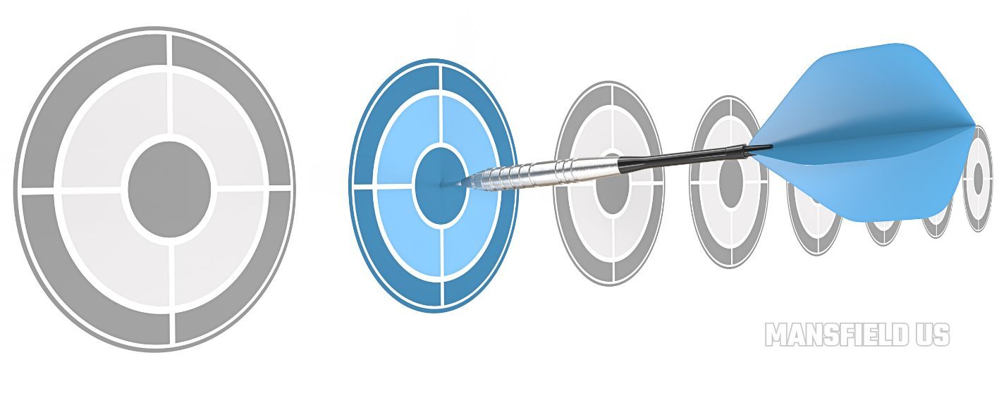 a drawing of a dart hitting a target