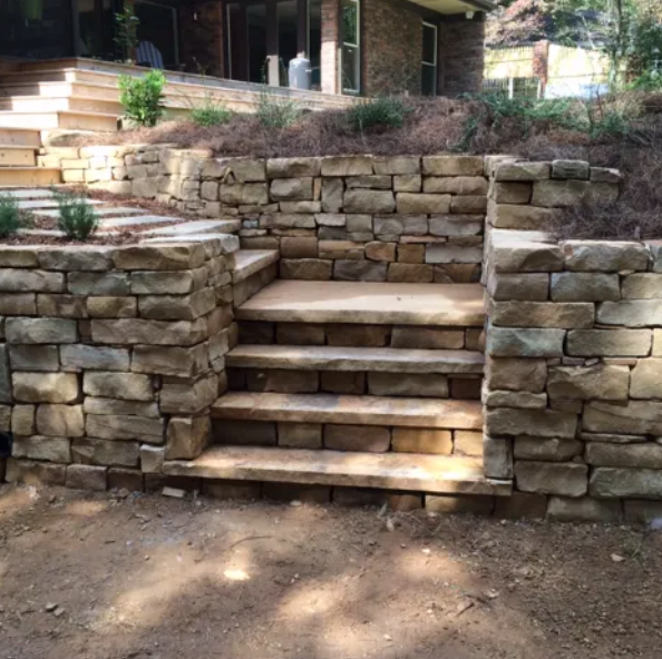 brick and stone steps