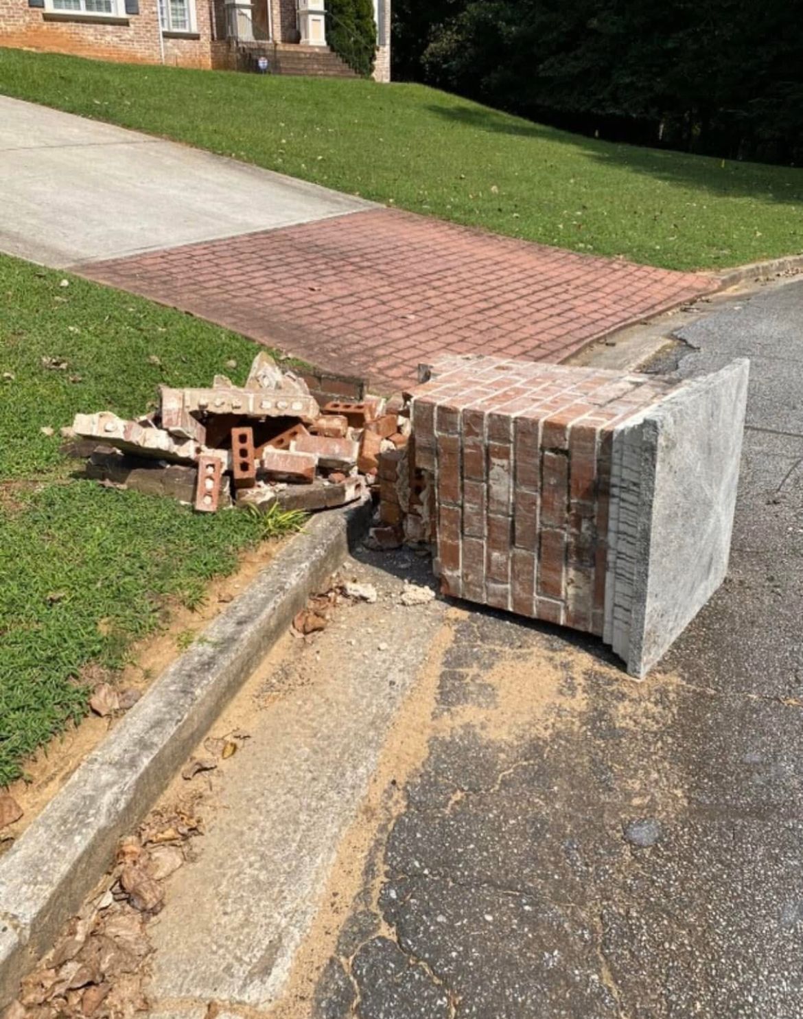 brick mailbox knocked over