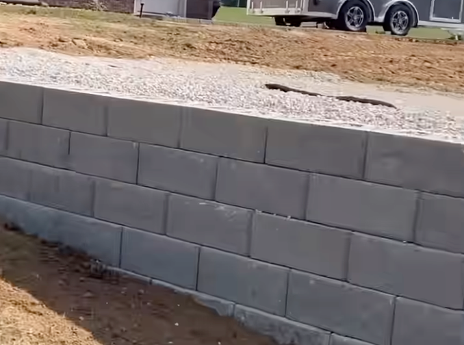 concrete block retaining wall
