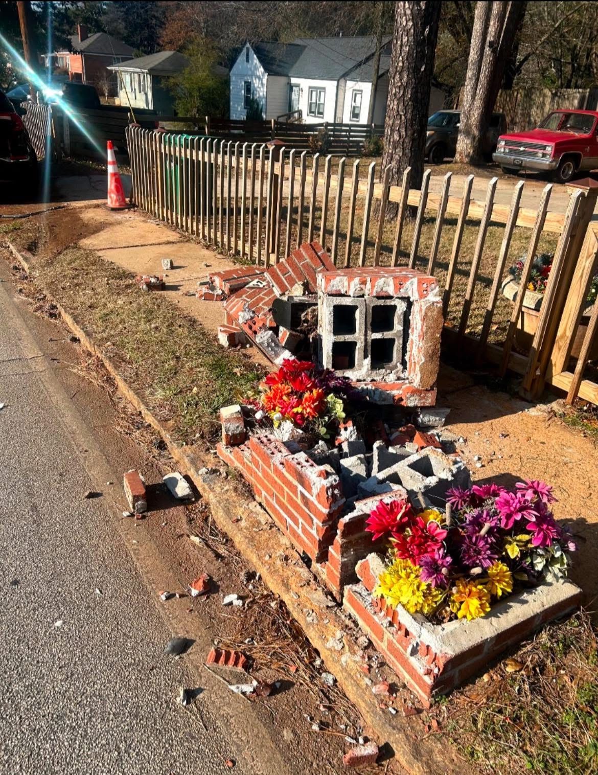 damaged brick mailbox that needs repair