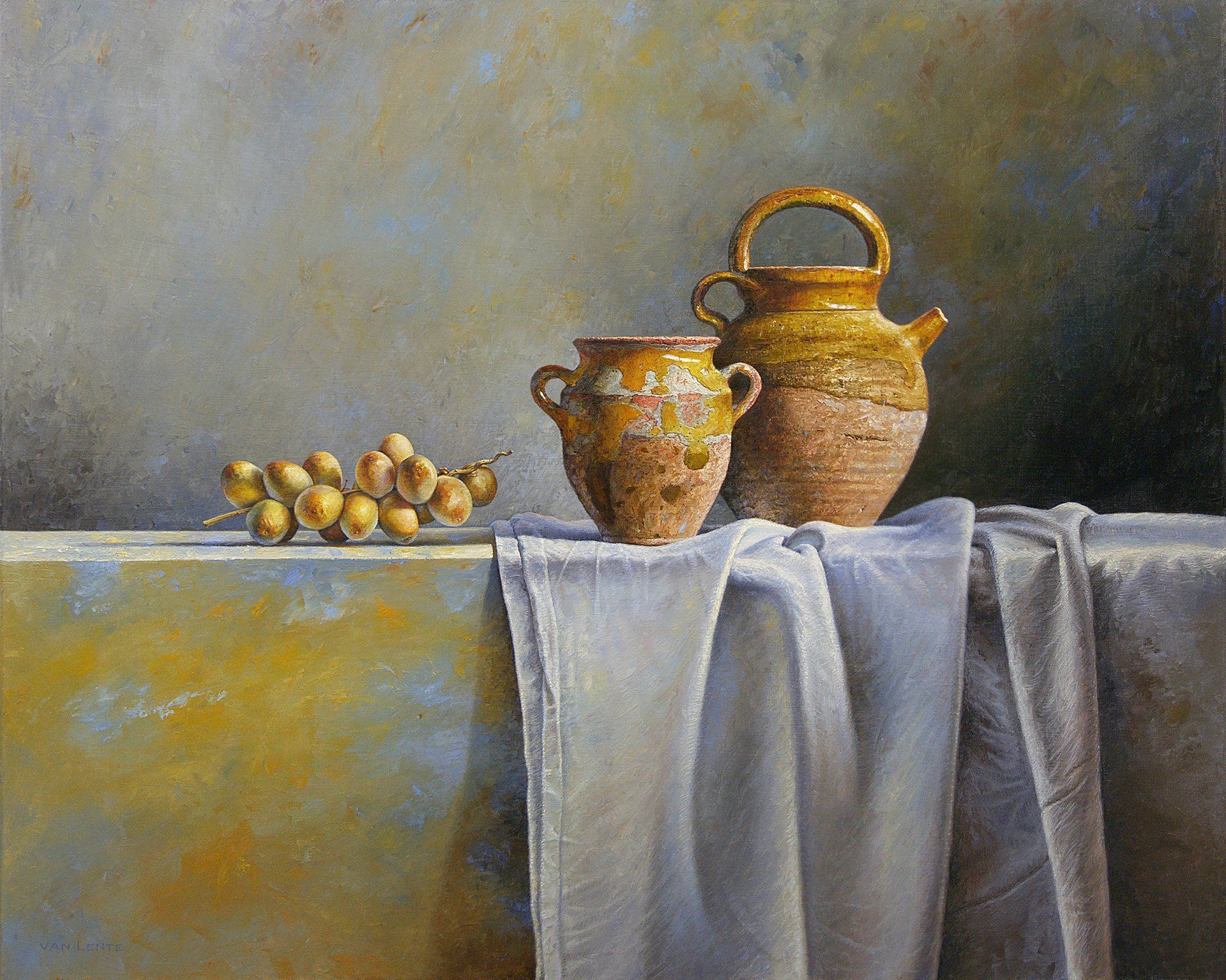 stilleven olieverf op linnen groot formaat