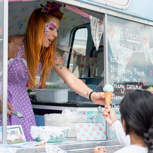 woman in catering ice-cream van