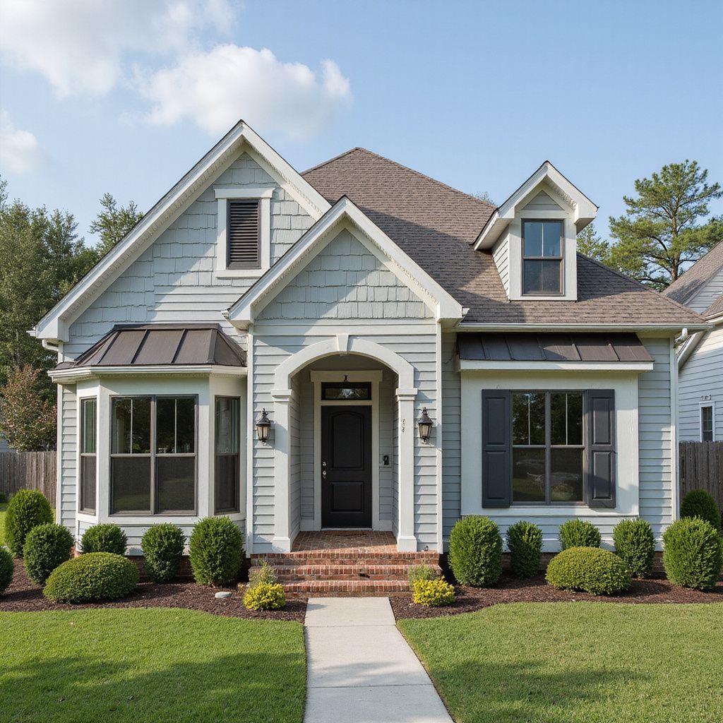 Construction worker wearing a hard hat and vest, reviewing blueprints at a construction site.