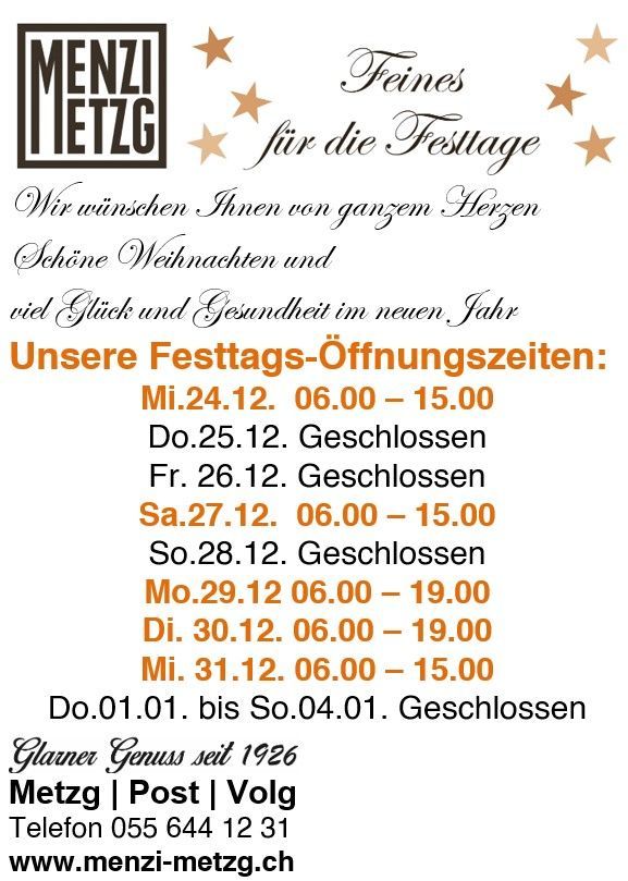 Aktuelles aus der Menzi Metzg