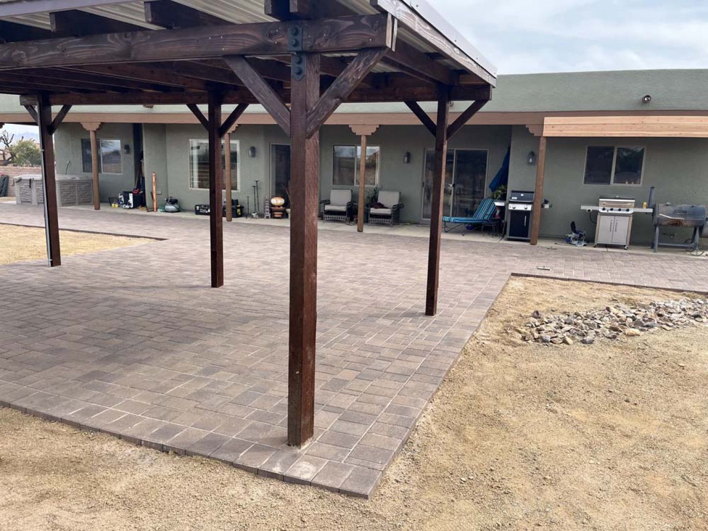 Patio with a Wooden Pergola