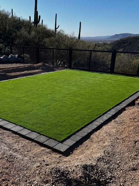 Synthetic Lawn with a Fence