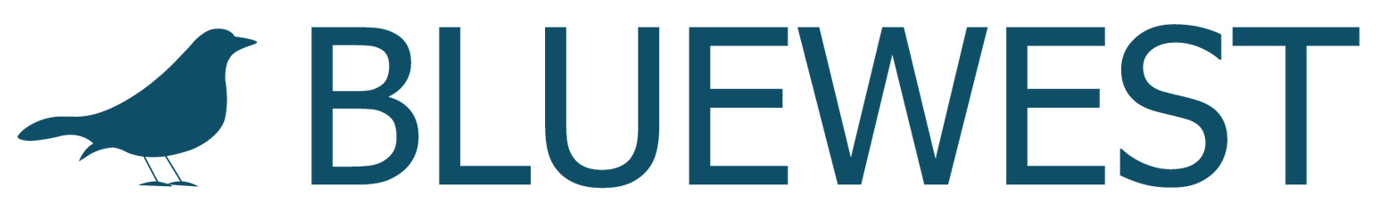 A bluewest logo with a bird on it