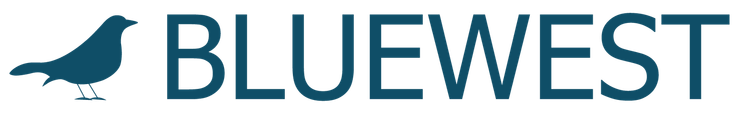 A bluewest logo with a bird on it