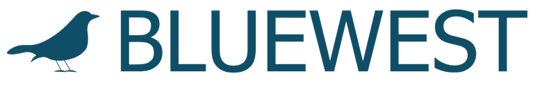 A bluewest logo with a bird on it