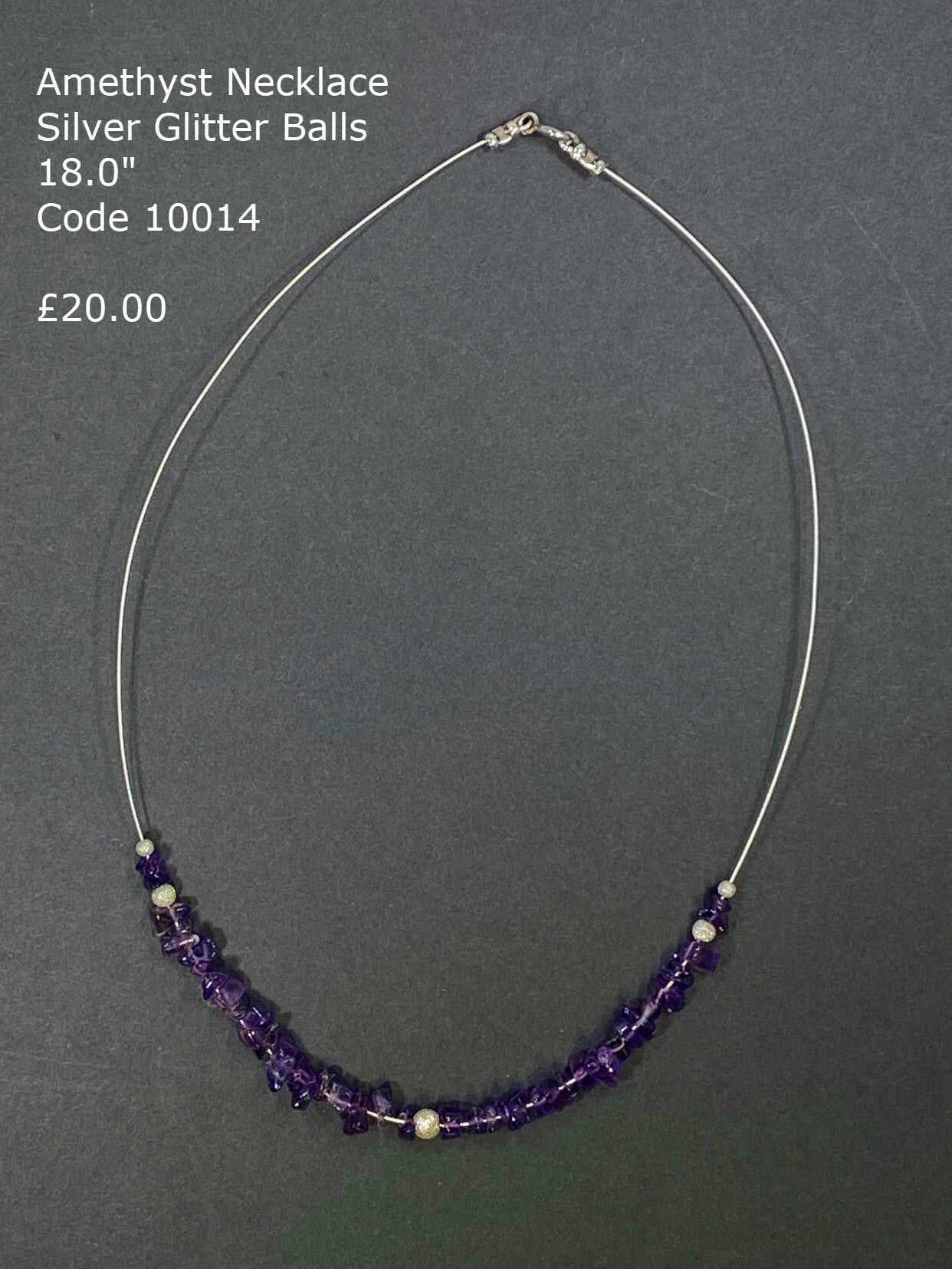 Amethyst necklace with silver disco balls