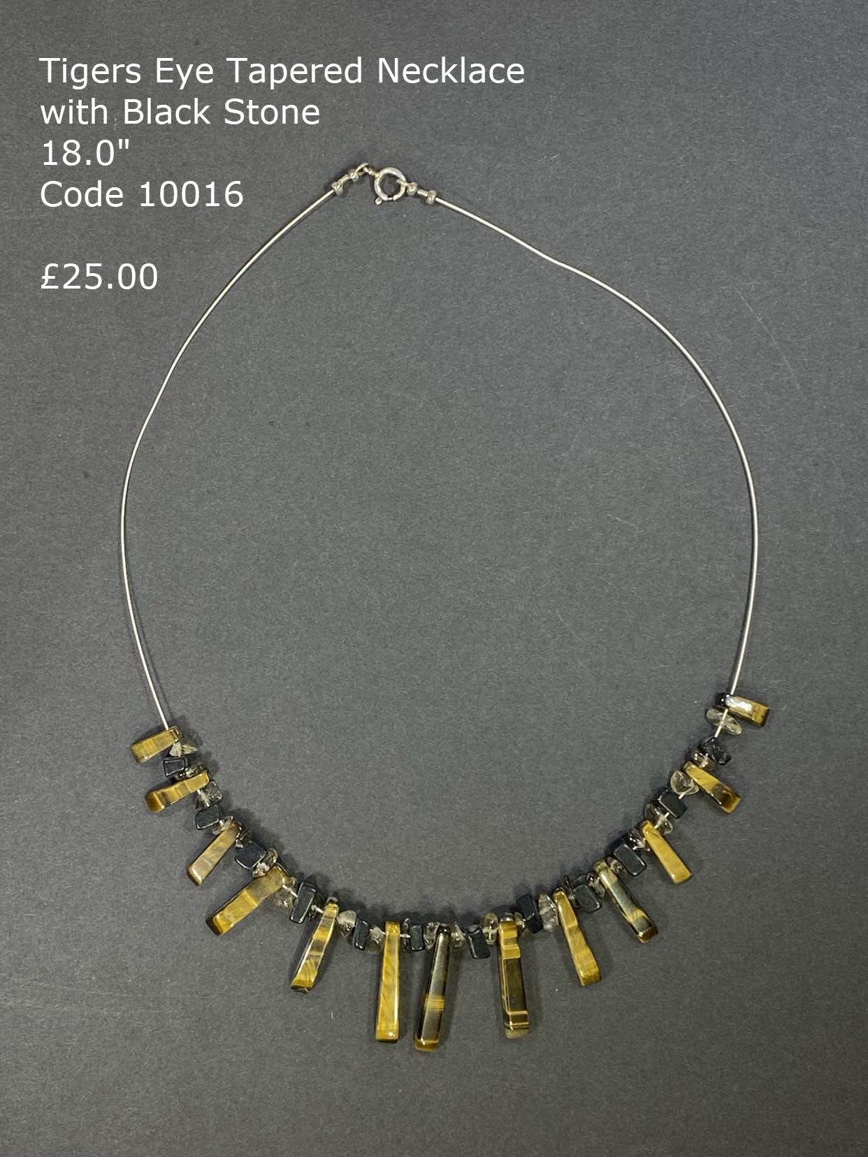Tigers Eye tapered and Black Stone necklace.