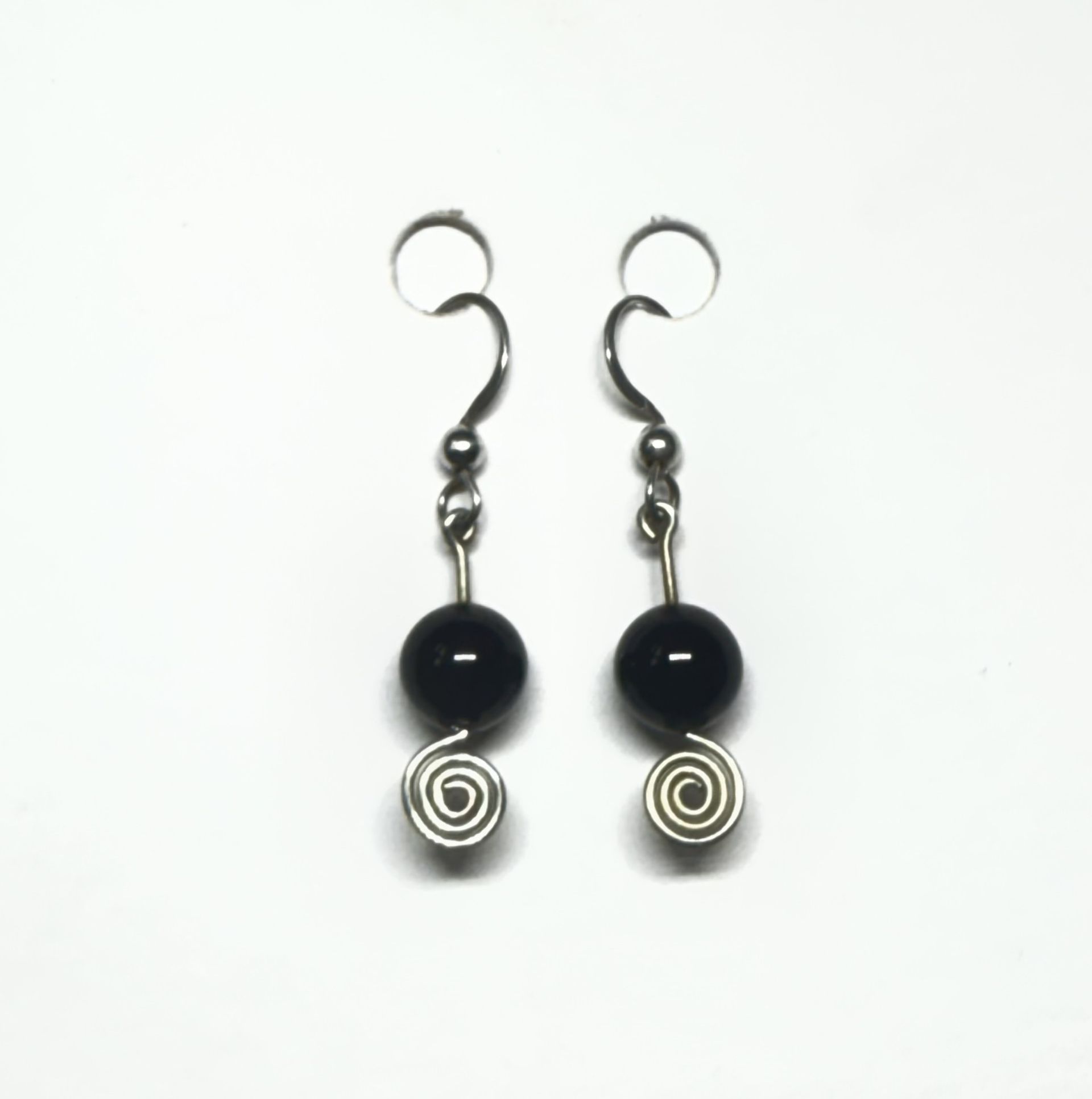 Single Onyx Gem Stone Bead Earrings