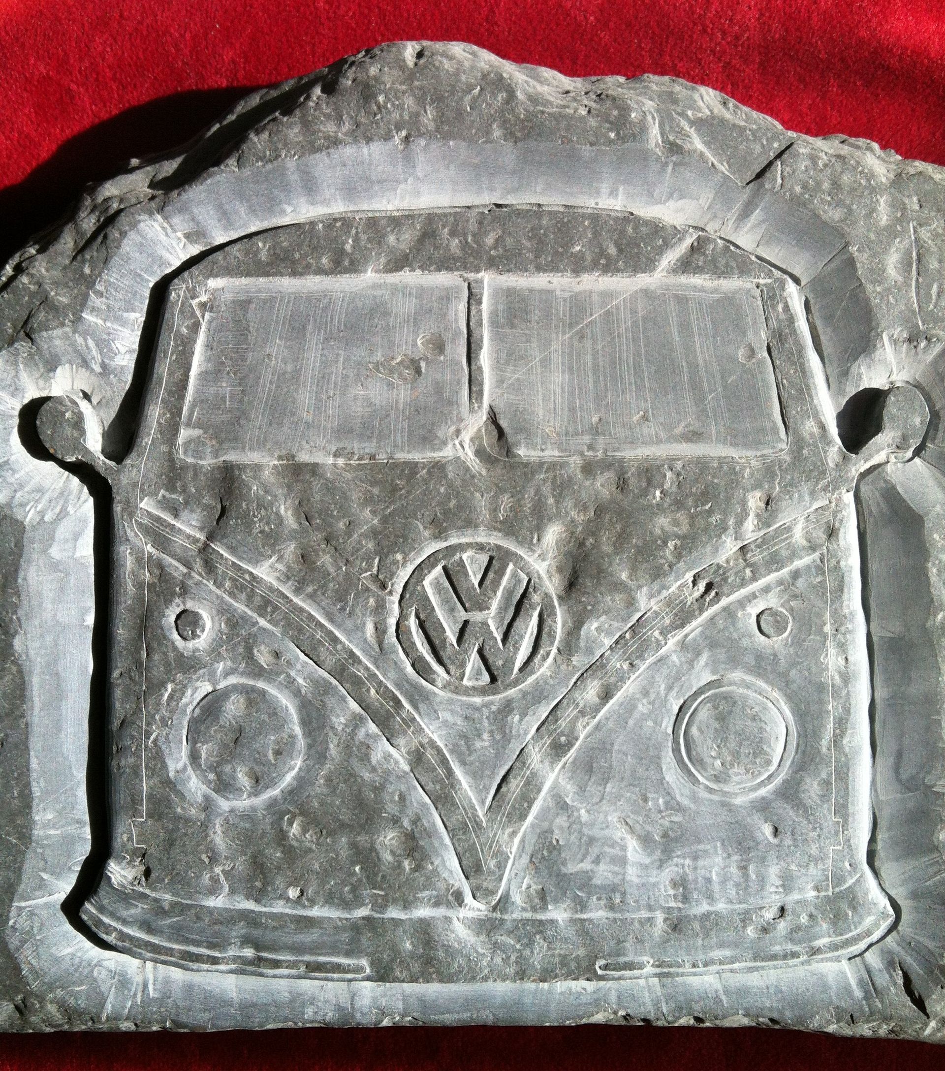 VW Stone Engraving, VW in Stone, VW Camper in Stone, Engraved VW Camper