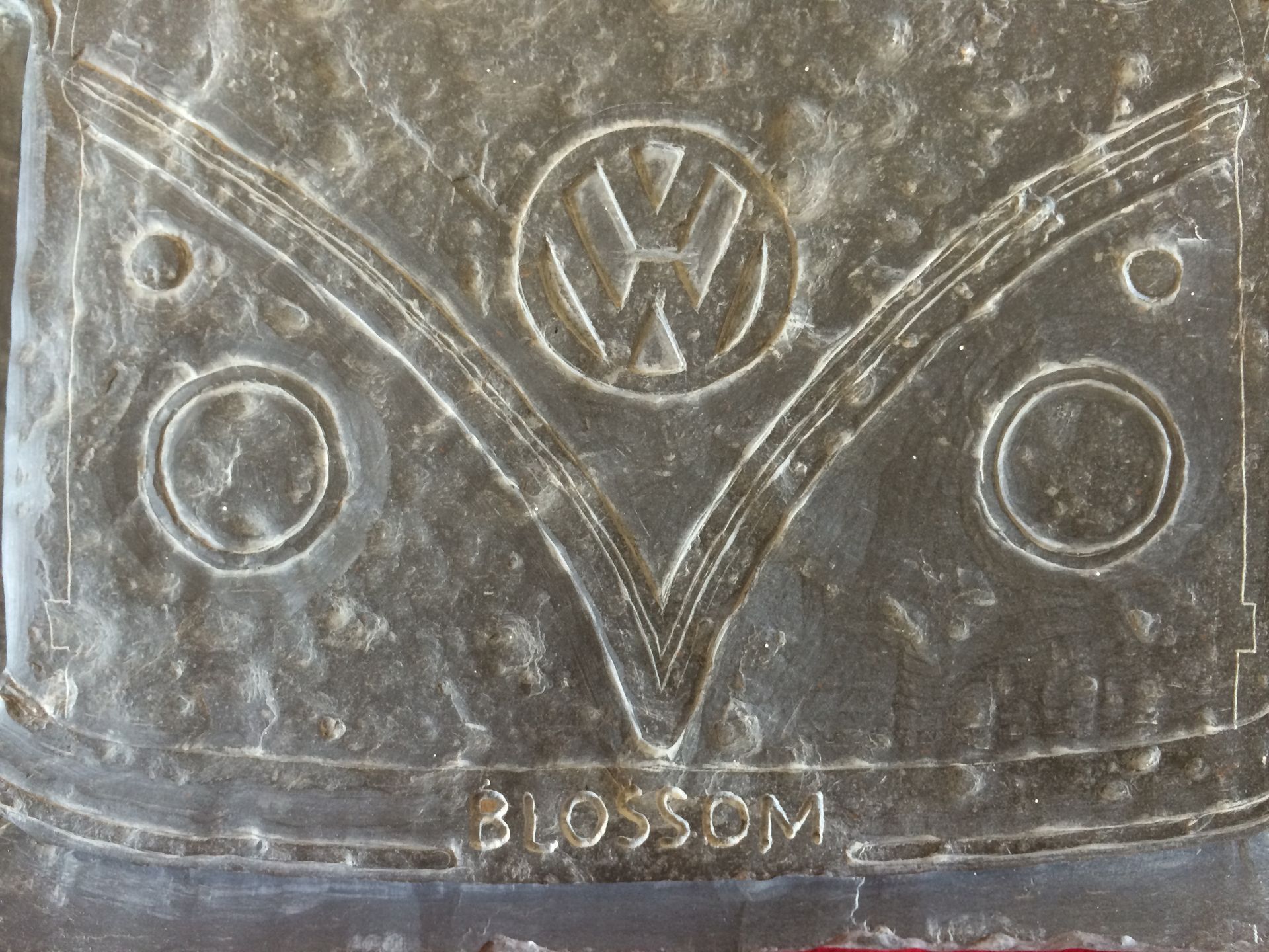 VW Stone Engraving, VW in Stone, VW Camper in Stone, Engraved VW Camper