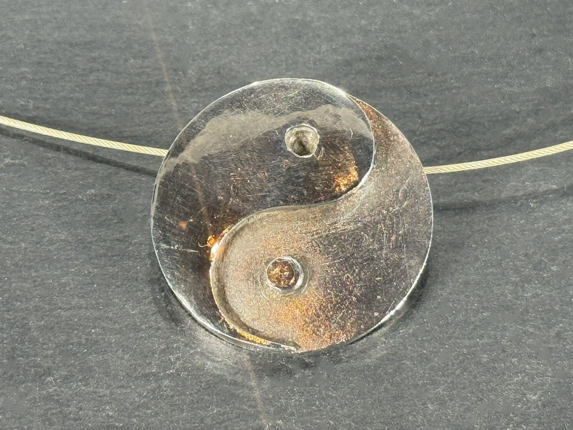 PMC3 Silver Yin Yang Pendant with large holes