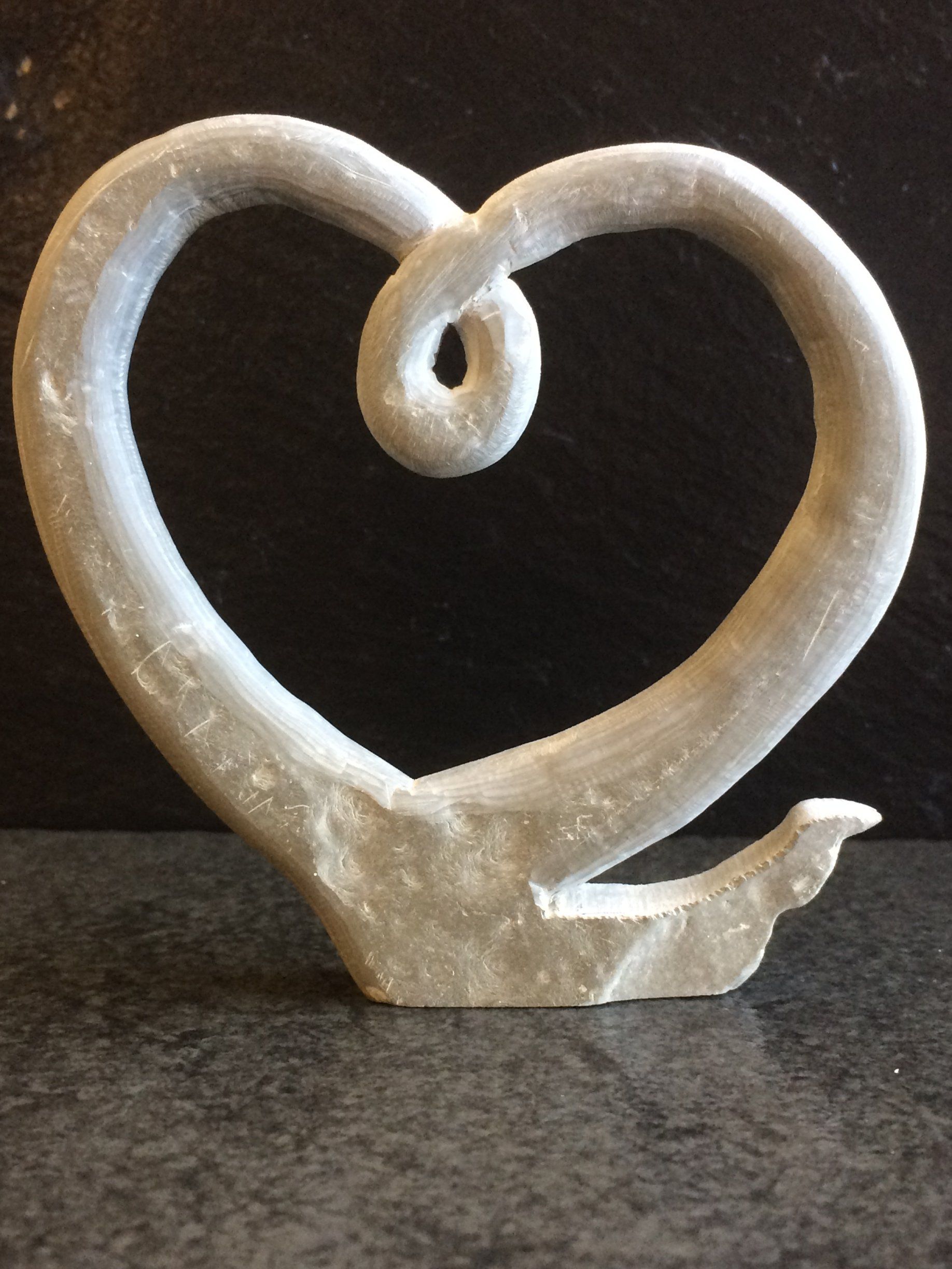 Stone heart, hand cut and shaped from Devonian mudstone made in Porthleven, Cornwall.