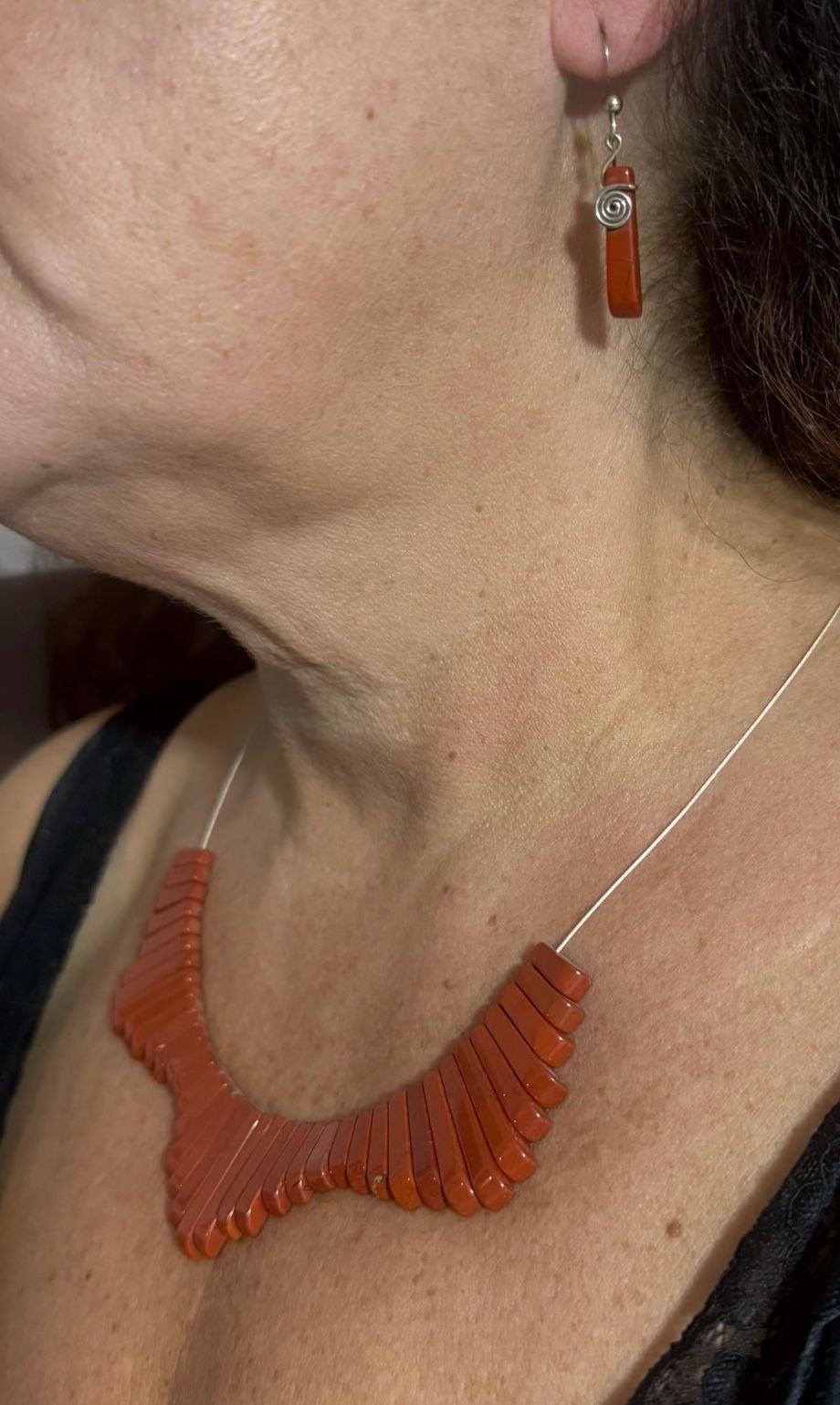 Red Jasper Gem Stone Tapered Necklace