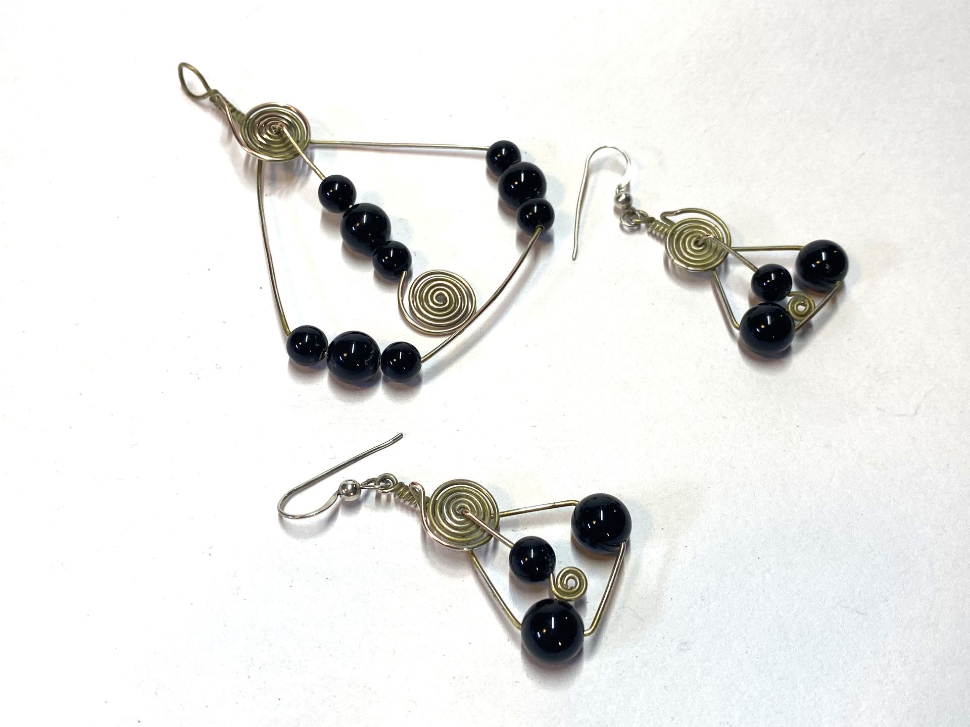 Onyx Bead Pendant and earring set.