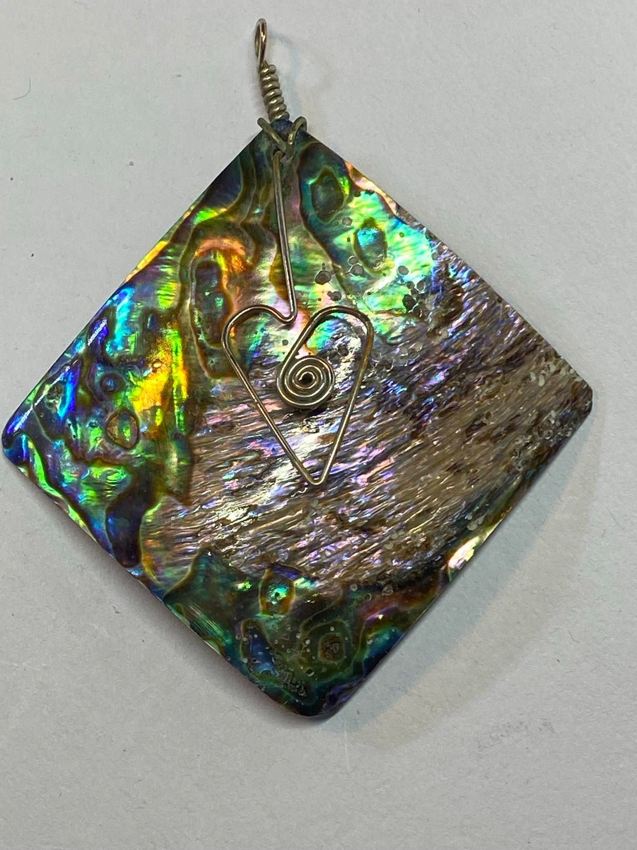 Paua Shell pendant with wire heart