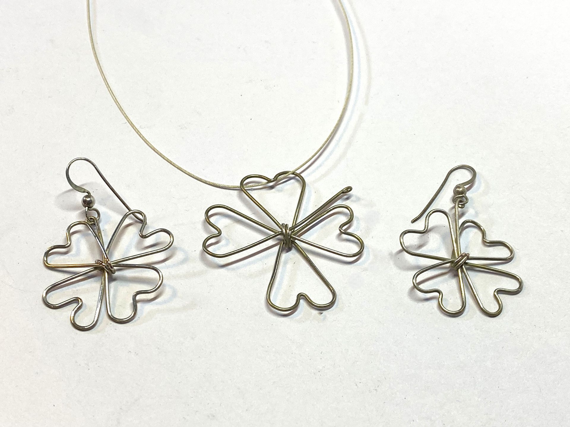 Wire Shamrock Necklace and Earring set.