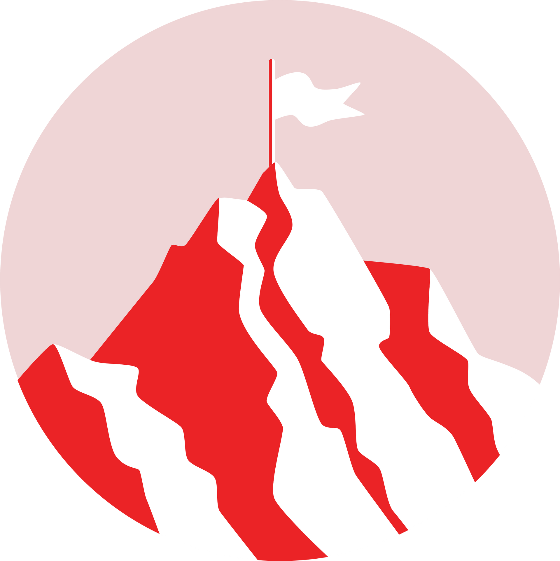 A mountain with a flag on top of it