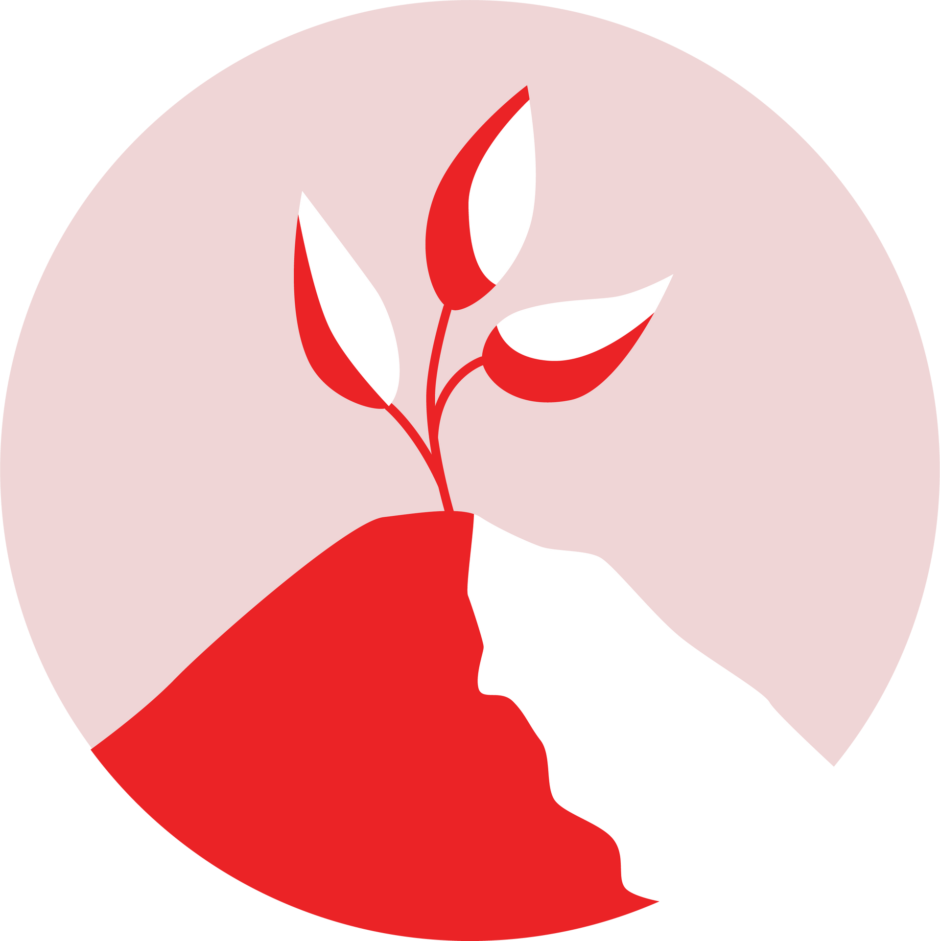 An orange circle with a plant growing out of it